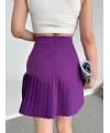 Altı pliseli mini etek Mor s24705
