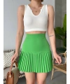 Altı pliseli mini etek yeşil s24705