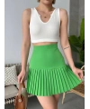 Altı pliseli mini etek yeşil s24705