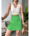 Altı pliseli mini etek yeşil s24705