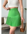 Altı pliseli mini etek yeşil s24705