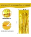 Altın Gold Renk Ekstra Metalize Parlak Saçaklı Arka Fon Perde İthal A Kalite 1x2 Metre