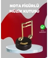 Altın Nota Figürlü Dönen Müzik Kutusu Dekoratif Music Box
