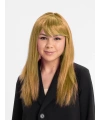 Altın Renk Düz Kesim İçi Astarlı Uzun Parti Peruğu Takma Saç