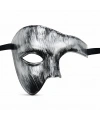 Antik Eskitme Gümüş Erkek Yarım Maske - Phantom & Balo Maskesi