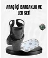 Araç İçi Düzen ve Ambiyans Seti Çift Bardak Tutucu + LED Işık