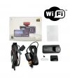 Araç Kamerası - 3 Kameralı Wifi Ön , İç ve Arka Full HD DVR Araç İçi Ekranlı Kamera