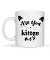 Are You Kitten Me? Yazılı Kedi Temalı Porselen Kupa MODEL 58 Sevimli Tasarım, Kahve & Çay Kupası