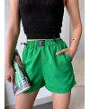 Armalı keten şort yeşil s251003