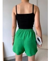 Armalı keten şort yeşil s251003
