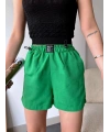 Armalı keten şort yeşil s251003