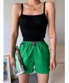 Armalı keten şort yeşil s251003