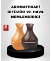 Aromaterapi Difüzör Ahşap Desenli ve Ultrasonik Nemlendirici LED Işıklı