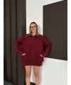 Astarlı yaka detaylı artos ceket bordo st2651019
