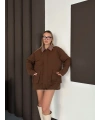 Astarlı yaka detaylı artos ceket kahve st2651019