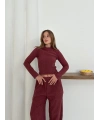 Balıkçı yaka örme takım bordo st265865