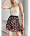 Baskılı astarlı mini etek