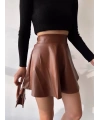 Beli lastikli deri etek kahve s24599