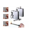 Benzinli Kibrit Çakmak Magnezyum Çubuklu Anahtarlıklı Benzinli Metal Kibrit Gümüş