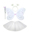 Beyaz Kelebek Kostümü - Beyaz Kelebek Kostüm Aksesuar Seti 4 Parça