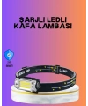 Beyaz Led Işık Sensörlü Kafa Lambası Lityum Batarya Led El Fenerli Şarjlı