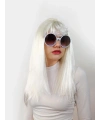 Beyaz Renk Uzun Düz Parti Peruğu