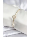 Beyaz Sedefli Yonca Model Gold Renk Kadın Bileklik