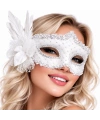 Beyaz Tüylü Venedik Lüks Balo Maskesi
