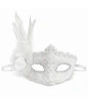 Beyaz Tüylü Venedik Lüks Balo Maskesi