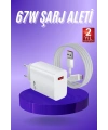 Beyaz Ultra Plus Hızlı Şarj Seti Şarj Adaptörü ve Kablosu 67W