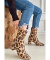 Birta Leopar Cilt Streç Topuklu Bot