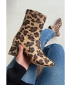 Birta Leopar Cilt Streç Topuklu Bot