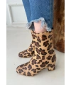 Birta Leopar Cilt Streç Topuklu Bot