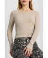 Bisiklet Yaka Parmak Geçmeli Kaşkorse bluz bej a3829