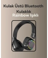 Bluetooth 5.3 Rainbow Işıklı Kulak Üstü Kablosuz Kulaklık