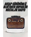 Bluetooth Hoparlör Ahşap Renk Vintage Işıklı Nostaljik Radyo Fm Ahşap Görünümlü