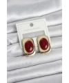 Bordo Renk Kare Model Vintage Kadın Küpe