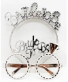 Bride To Be Yazılı Taç ve Bride To Be Yazılı Gözlük Seti Gümüş Renk