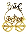 Bride Yazılı Taç ve Bride To Be Yazılı Gözlük Seti Altın Renk