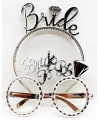 Bride Yazılı Taç ve Bride To Be Yazılı Gözlük Seti Gümüş Renk