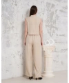 Broşlu yelek pantolon takım bej s255821
