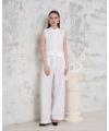 Broşlu yelek pantolon takım beyaz s255821