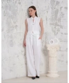 Broşlu yelek pantolon takım beyaz s255821