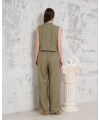 Broşlu yelek pantolon takım haki s255821