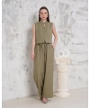Broşlu yelek pantolon takım haki s255821