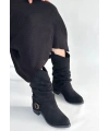 Canty Siyah Süet Körüklü Topuklu Çizme
