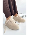 Carin Bej Keten Bağcıklı Spor Ayakkabı