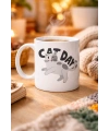 Cat Day Kedi Desenli Porselen Kupa MODEL 67 – Sevimli Kedi Figürlü, Günlük Kullanıma Uygun, Kahve & Çay Kupası