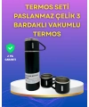 Çelik Termos Bardak Seti | 500 ml Kapasite, Kaymaz Taban, Hediye Kutulu