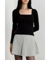 Çerçeve yaka kaşkorse bluz siyah